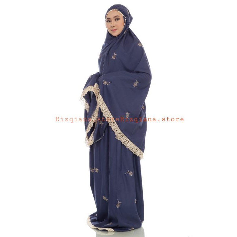 RIZQIANA STORE - Mukena Dewasa Jumbo Bordir Bunga Tulip Free Tas Pouch