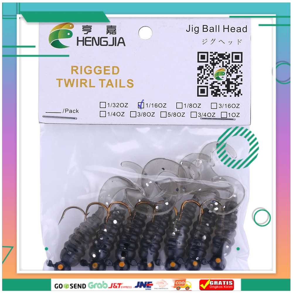 (BISA COD) FTIHSHPHengjia Umpan Pancing Sea Bass Bait Head Twirl Worm 1.75G 7PCS