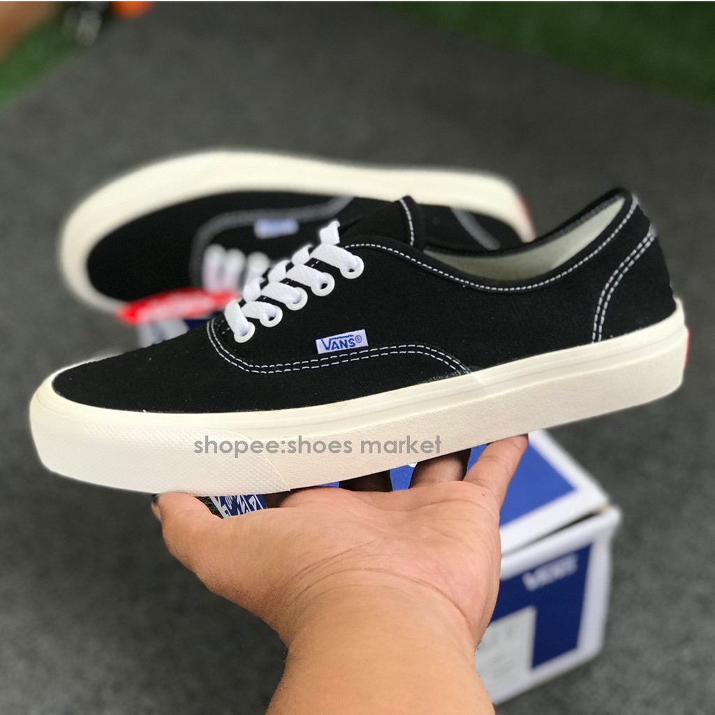 Vans Authentic OG Ivory Black White Box Biru