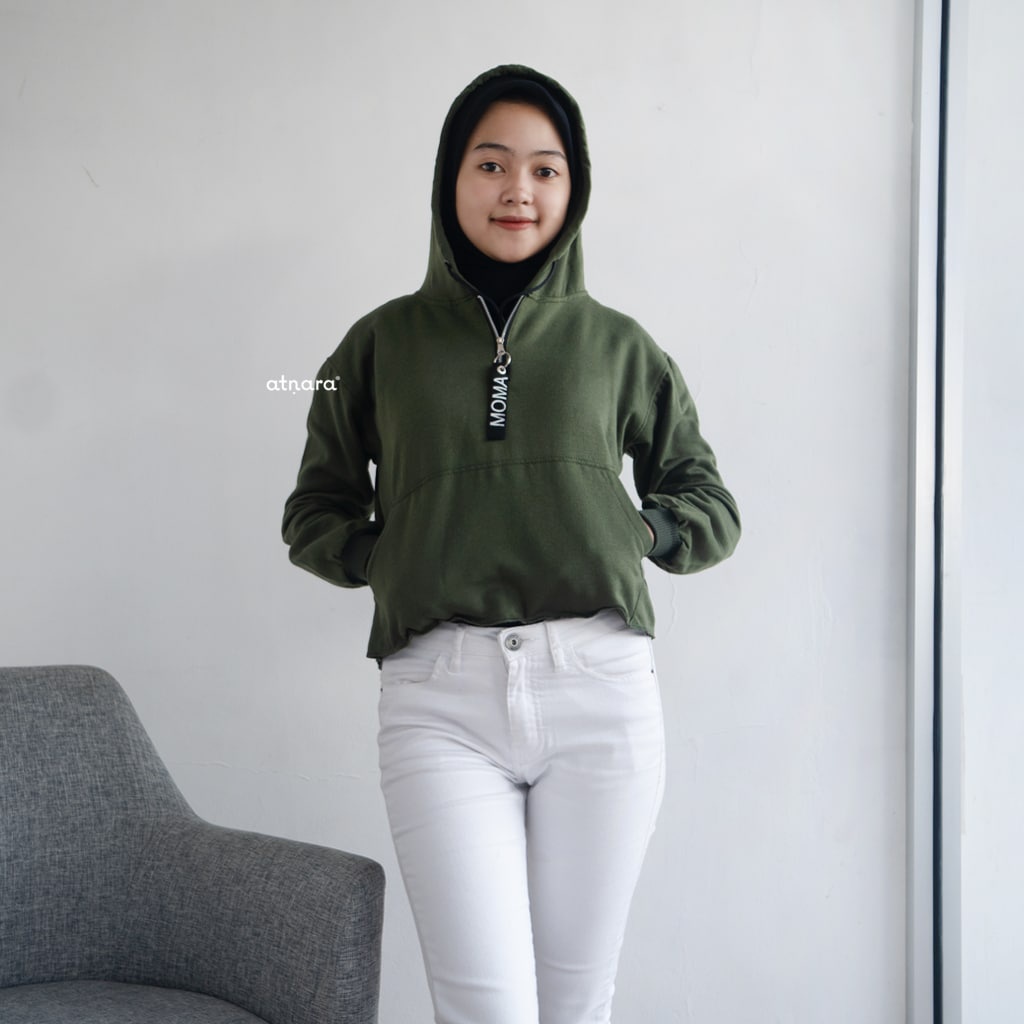 Nara Grosir - Moma Crop l Sweater Hodie Wanita