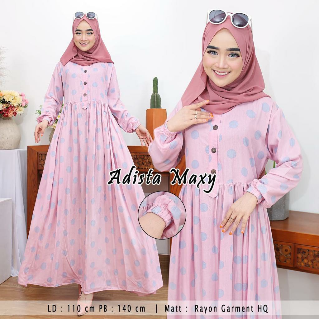 DRESS GAMIS MUSLIMAH NEW ADISTA MAXY KEKINIAN /SOLO/ GAUNPESTA/ MAXY POLKA/ GAMIS RAYON/