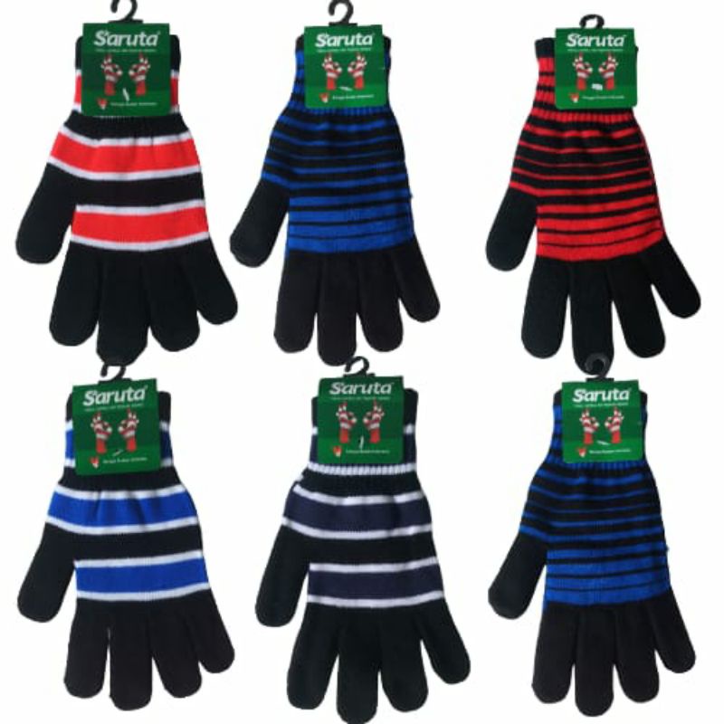 (gloves best wecan) sarung tangan rajut polos dan salur/Sarung tangan berkendara pria wanita