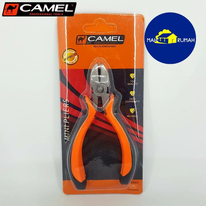 (@1pcs) Tang Mini 4.5&quot; 4,5&quot; inch Kombinasi Lancip Potong Knip Karet - CAMEL