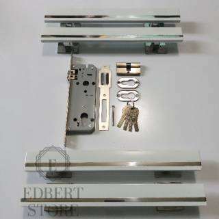 PULL HANDLE TARIKAN PINTU  RUMAH  DUA  PUTIH STAINLESS BODY 