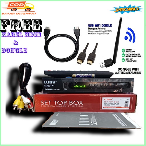 Set Topbox Tv Digital Luby DVB -T2-01 set topbox tv analog ke digital Free Kabel HDMI+DONGLE WIFI