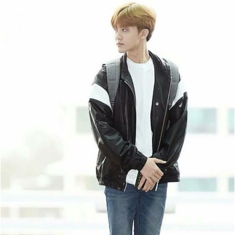 Na Jaemin NCT Leather Jacket Black white jaket kulit