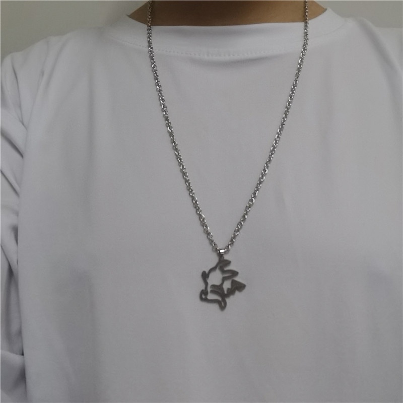 Kalung Rantai Panjang Liontin Beruang Hollow Gaya Korea Retro Hip-Hop Untuk Dekorasi