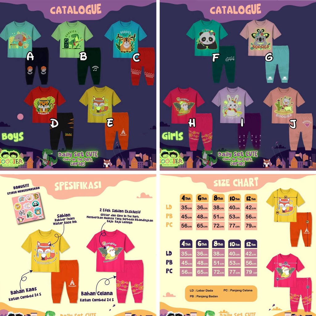 Setelan Anak Glow In The Dark Boogiea