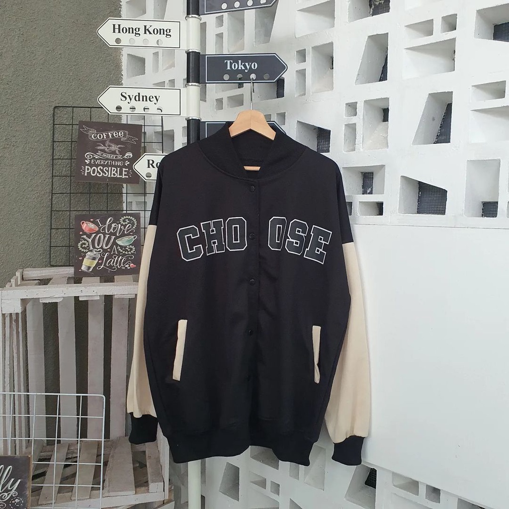 Jaket Baseball Oversize Pria Wanita Choose Bahan Pleece Terbaru
