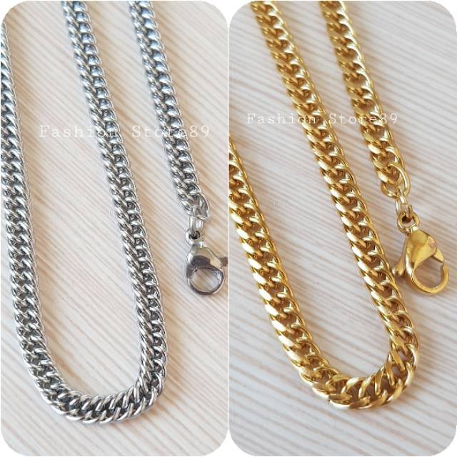 Kalung rantai gold white import titanium antikarat kalung wanita pria titanium antikarat