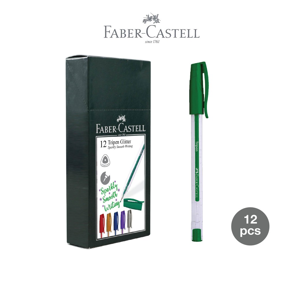 

Faber-Castell Ballpoint Tripen GlitterGreen Ink Box 12