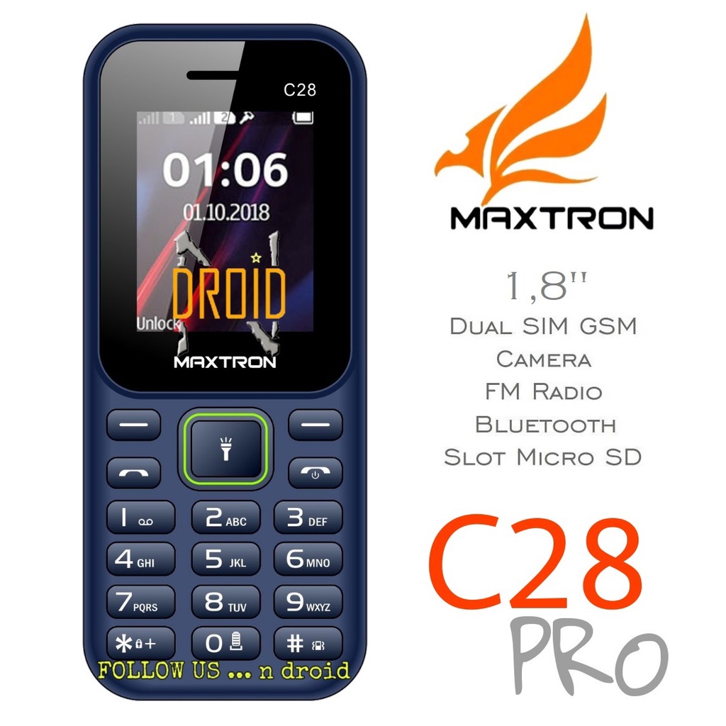 HP MAXTRON C28 PRO - HP Candybar 1,8" - DUAL SIM GSM - BISA GETAR  - HP MAXTRON - HP MURAH