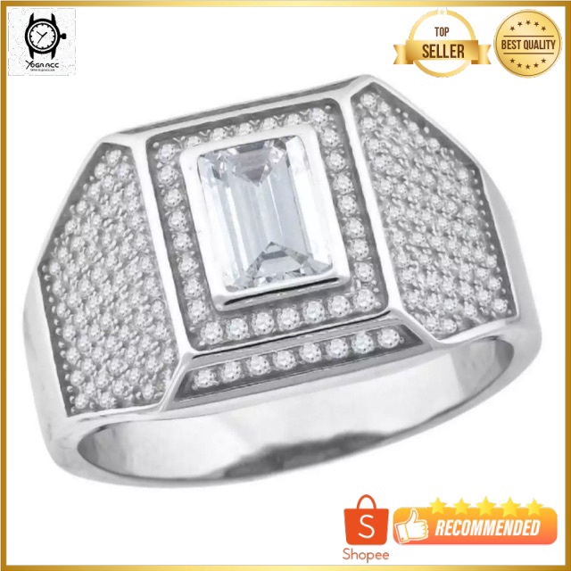 Cincin White Safir Putih 18 K White Gold Plated Mewah Elegan Berkelas