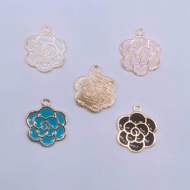 10pcs Liontin Bunga Enamel Untuk Aksesoris Perhiasan Gelang DIY