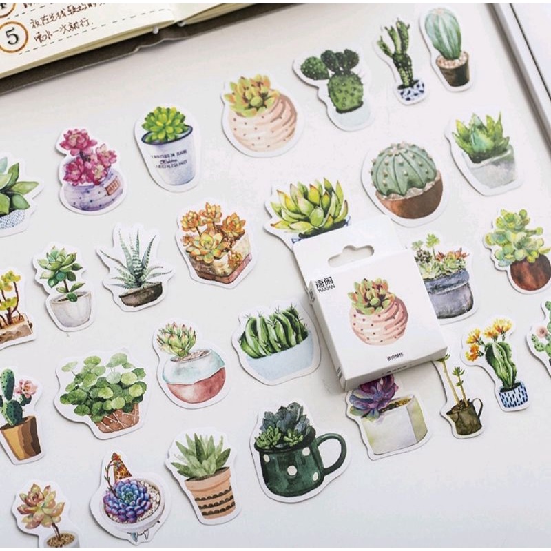 

(Isi 50 pcs) Stiker tanaman botanical / plant hijau untuk Dekorasi scrapbook DIY hias