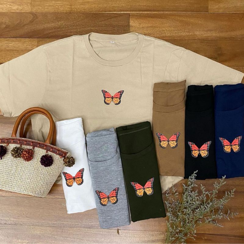 kaos wanita KUPU 3D - beige putih abu hitam mocca army navy | kaos wanita murah
