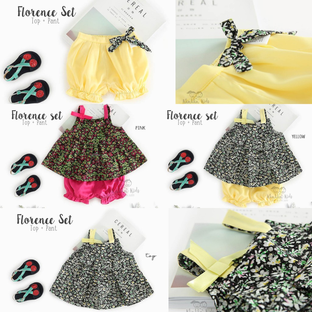 Florence Set Baju Bayi Import setelan baju dan celana import baju anak perempuan baju santai pantai