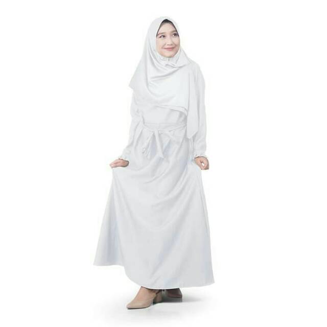 Gamis putih polos baletoli/toyobo dress muslimah dan hitam polos jersey
