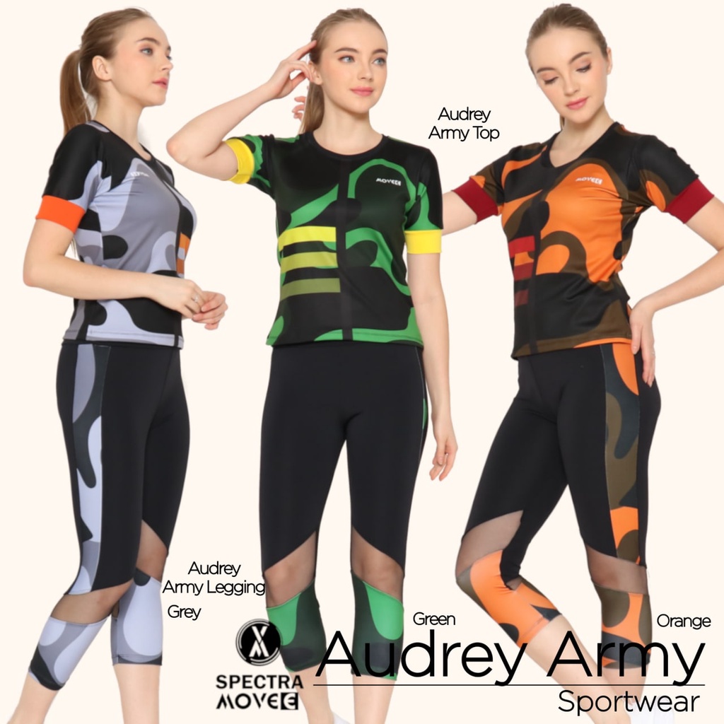 Baju senam army AUDREY ARMY celana senam army legging army setelan olahraga wanita baju army kaos ar