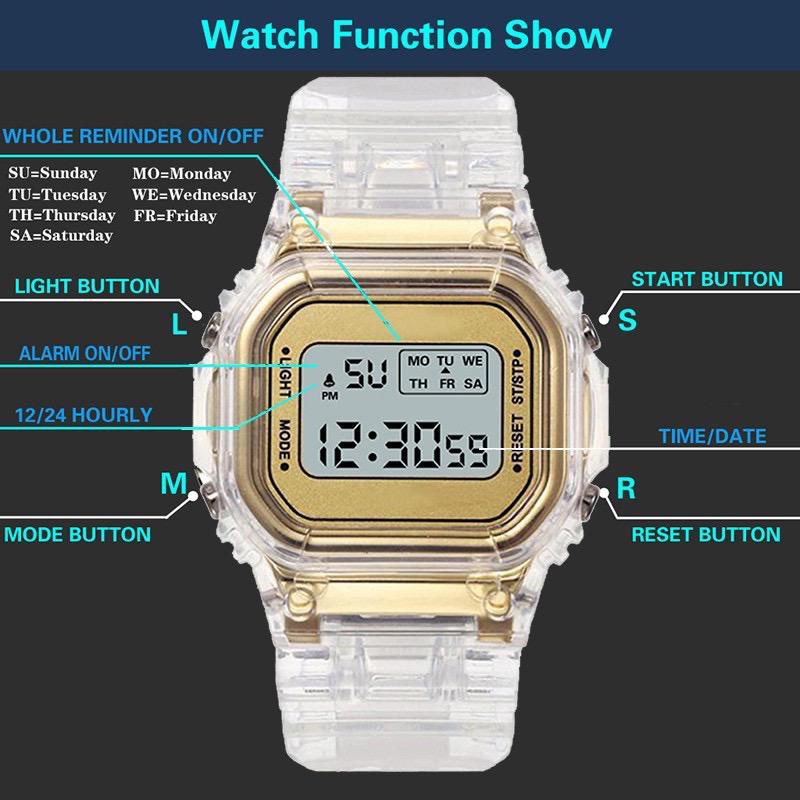 INDOMINI JT032 JAM TANGAN WANITA RUBBER DIGITAL TRANSPARAN SQUARE DIAL COUPLE WATCH KOREAN IMPORT