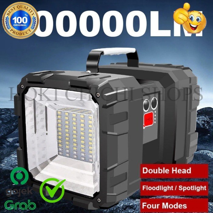 LAMPU SOROT SENTER LED XHP70 + 45 SMD LED SUPER TERANG USB CHARGE ORIGINAL CC