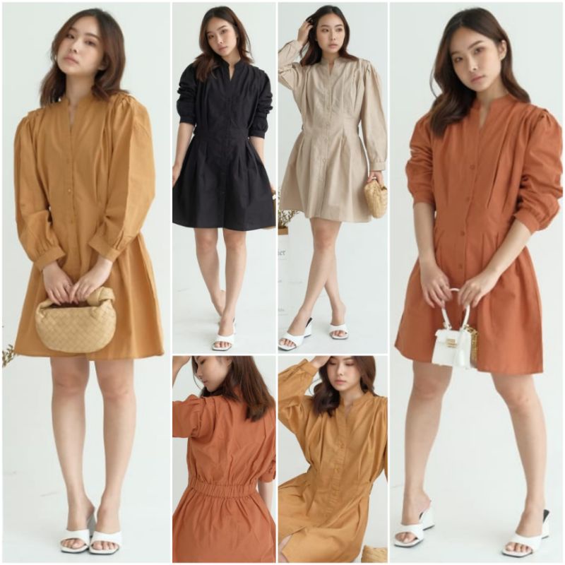 ⚡️ CLEARANCE SALE ♡ PREMIUM ♡ ORIGINAL ! FRANELLA TUNIK LONG SLEEVE BUTTON  MINI DRESS ( HIJAB &amp; BUSUI FRIENDLY )