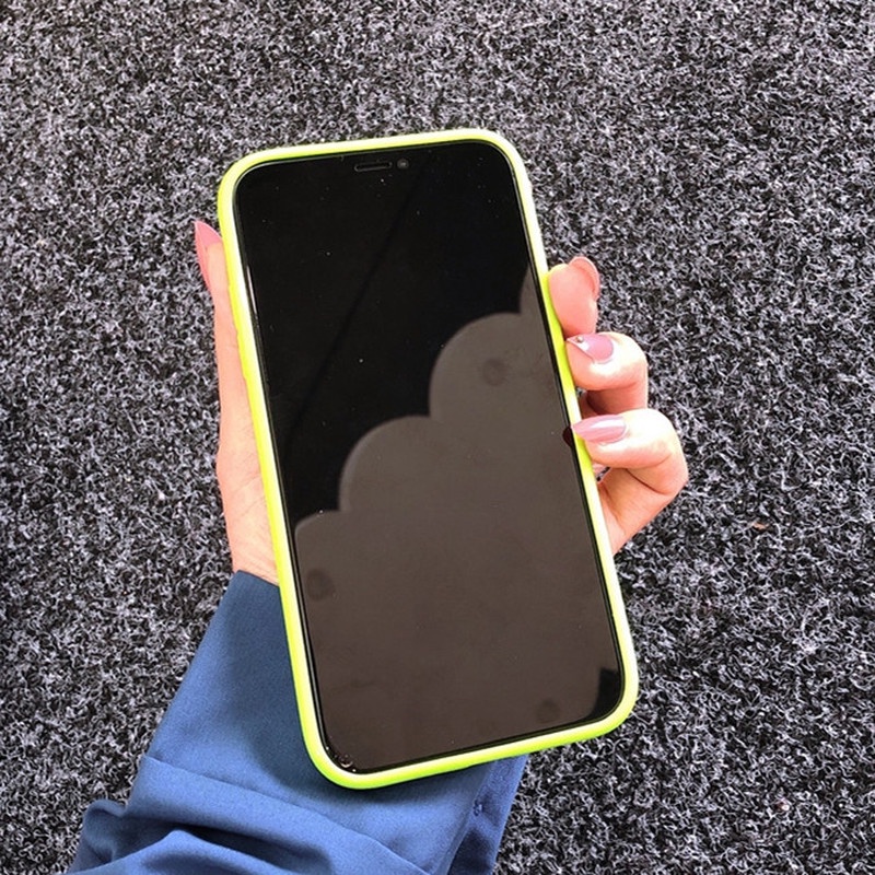 Soft Case TPU Warna Hijau Fluorescent Untuk iPhone 14 13 12 11 Pro X XS MAX XR Se20 7 8 Plus