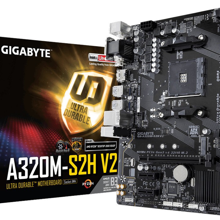 Gigabyte GA-A320M-S2H-V2 (AM4, AMD Promontory B350, DDR4, USB3.1, SATA