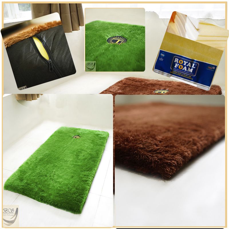 Sajadah Bulu Rasfur Polos 115x65x3.5cm/ Sajadah  premium/motip kabah ka'bah / non anti slip