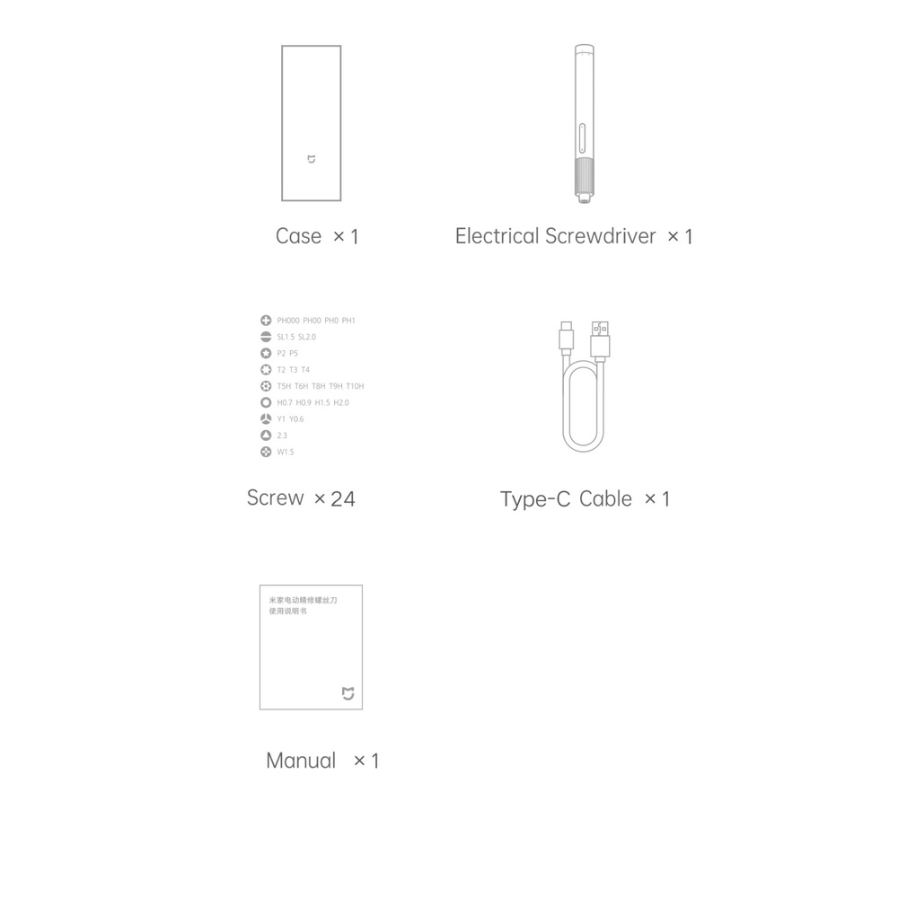 Xiaomi Mijia Set Obeng Elektrik Presisi 2 / 24 Bits Magnetik Bahan Aluminum Untuk Penggunaan Harian