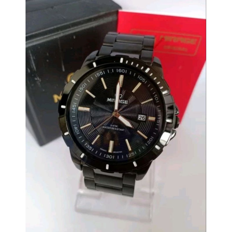 jam tangan pria;MIRAGE M8549BRP-Lhitam full~ORIGINAL