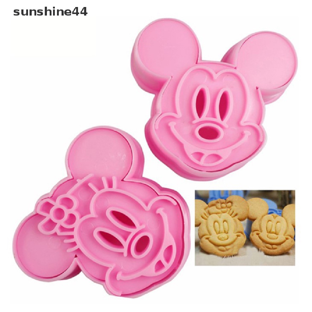 Sunshine 2pcs / set Cetakan Pemotong Kue / Biskuit Bentuk Kucing Bahan Plastik Food Grade