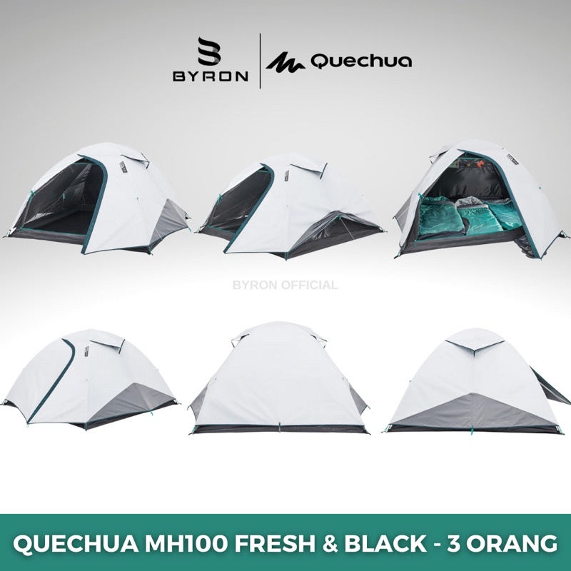 QUECHUA MH100 Fresh &amp; Black Tenda Camping 3 Orang