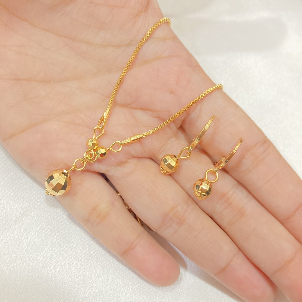 Set Perhiasan Anak Kalung Anting Motif Bola Kaca dan Mata Satu