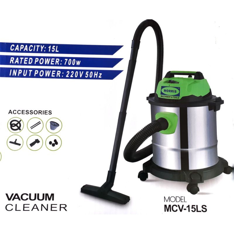 MORRIS MCV-15LS Vacum Cleaner Mesin Pengisap Debu 15L Vacum Wet And Dry Penyedot Debu Basah dan Kering