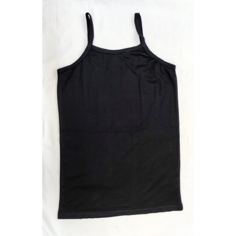 Tanktop Basic Polos Jumbo Bigsize - Standard Tali Kecil Stretch/Bisa Melar - Spandex Rayon PREMIUM-Hitam