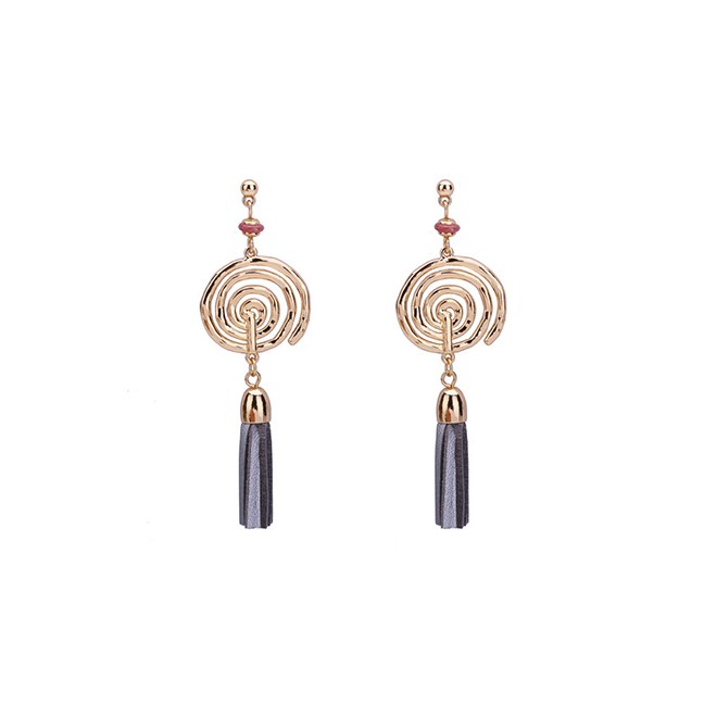 LRC Anting Tusuk Fashion Gray Tassel Dream Catcher Earrings D75016