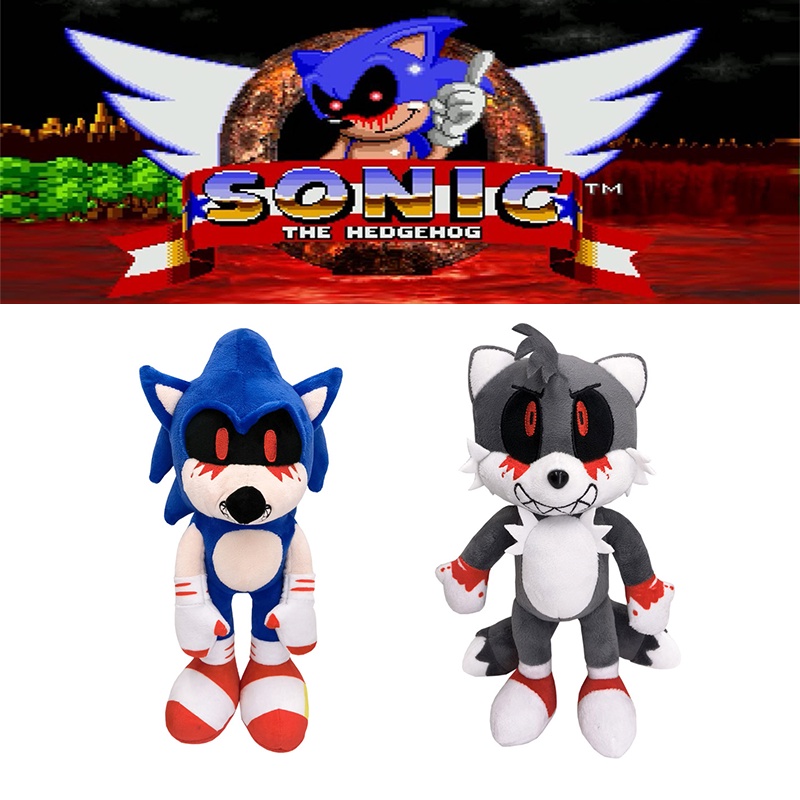 30CM Boneka Sonic EXE The Spirits Of Hell Plush Toy Evil Blood Soft Stuffed Doll Gift Kids Mainan