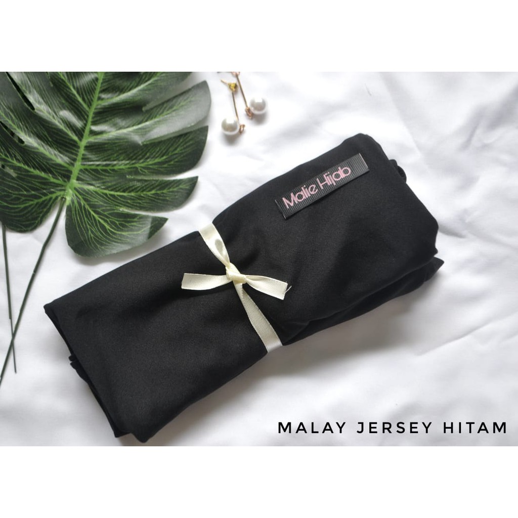 READY - Hijab Bergo Malay Jersey Premium Malie Instan Murah / Khimar Jihan (MJ)-Hitam