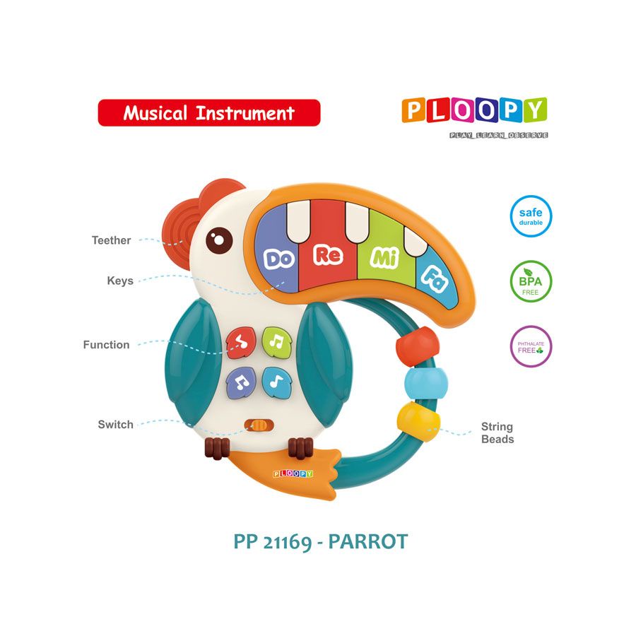 PLOOPY MUSICAL INSTRUMENT PARROT 18M+ / PP21169 (MAINAN BABY)