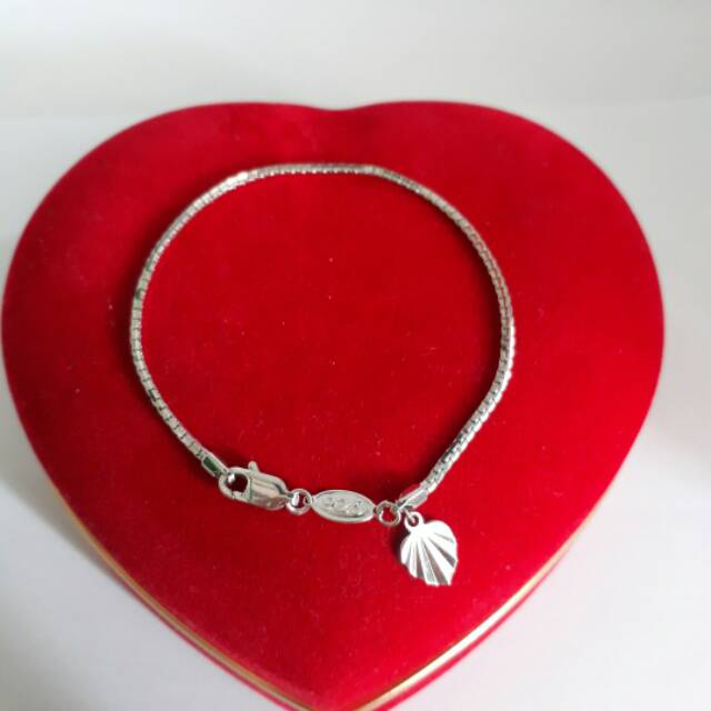 GELANG TANGAN ITALY PERAK 925 - LAPIS EMAS PUTIH - PERHIASAN SILVER WANITA - PERAK ASLI - GP 19