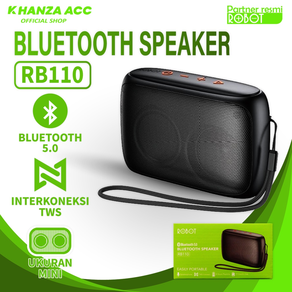 KHANZAACC ROBOT RB110 Speaker Bluetooth 5.0 Mini Portable Support Micro SD &amp; USB