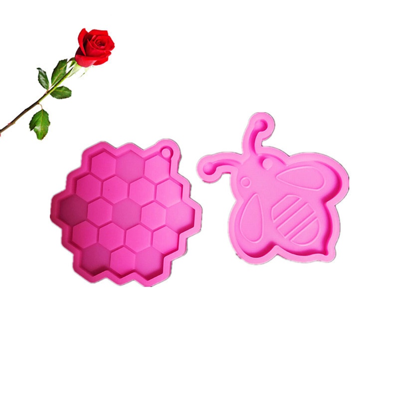 SIY  Honeycomb/Bee Keychain Resin Casting Silicone Mold Woman Keychain Combination Decorative Pendant Mold