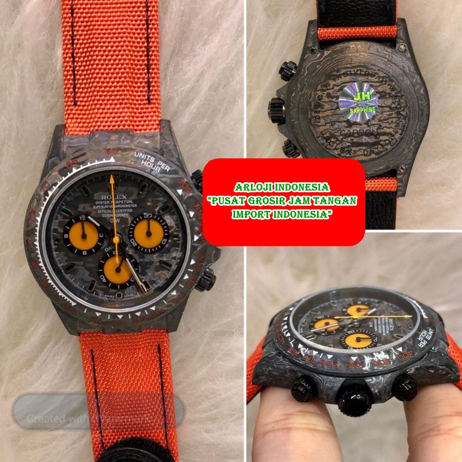 Mega Sale Jam Tangan Pria ROLEX Daytona DIW Carbon SWISS ETA 1:1 Garansi 1th