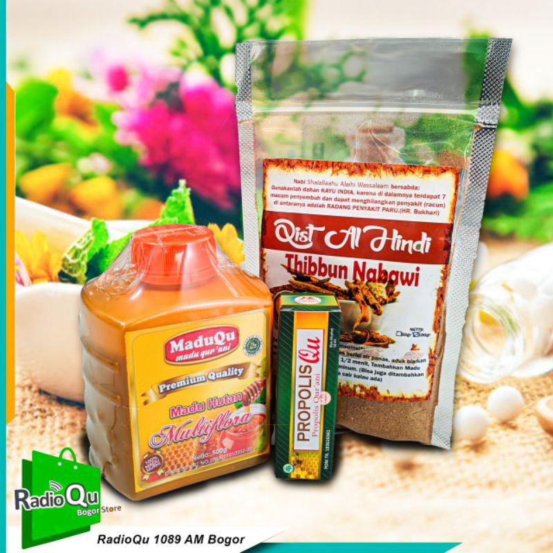 

Paket Hemat Herbal Alami Qist Alhindi 100gr + MaduQu 500gr + PropolisQu