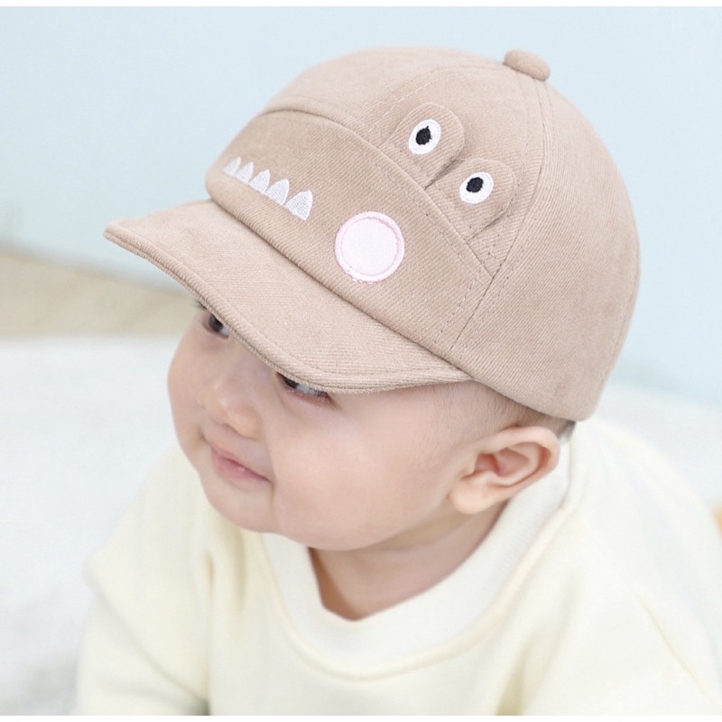 Topi Baseball Anak Bayi Model Crocodile Import / Baby Baseball Hat-Brown