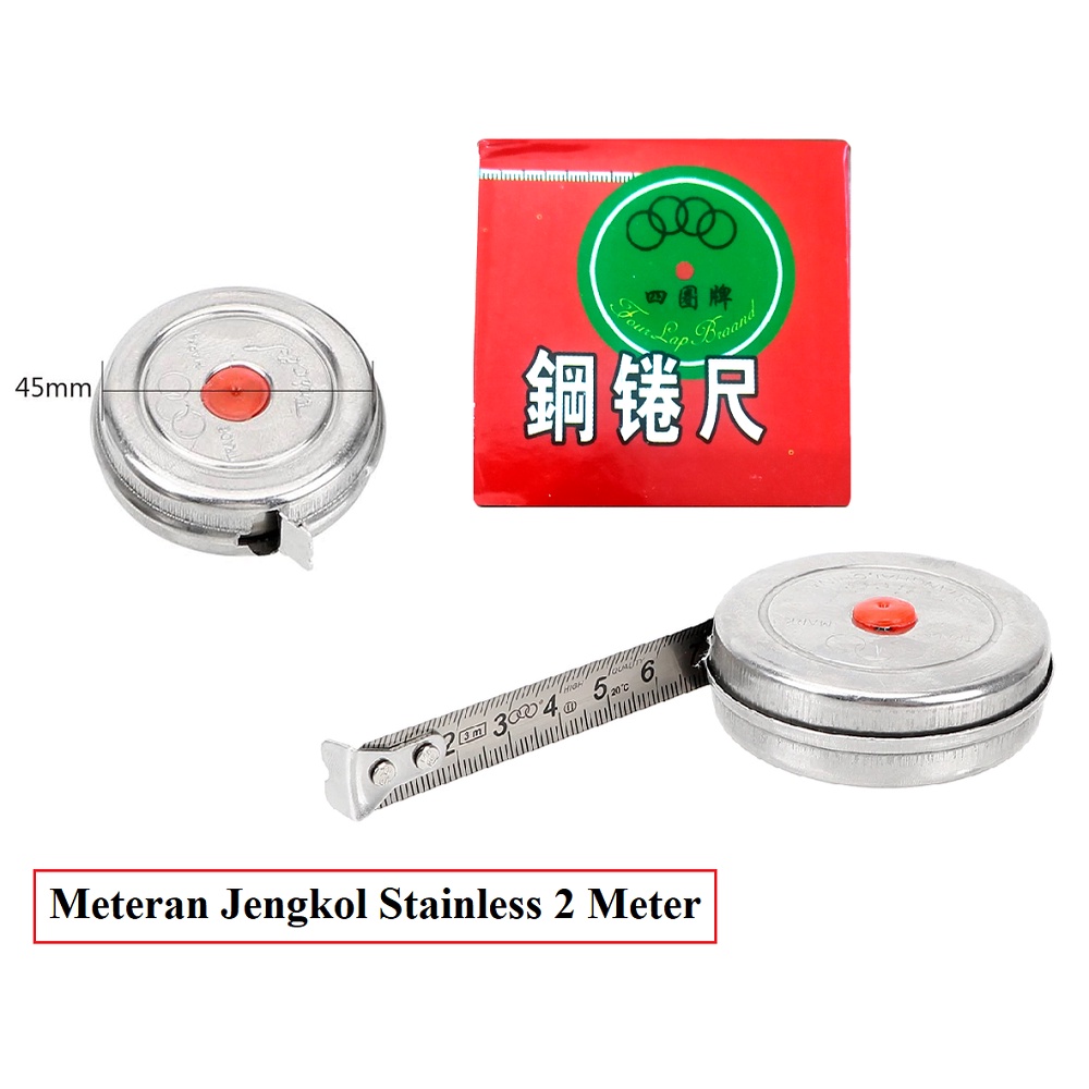 METERAN JENGKOL 2 METER 2 M STAINLES / METERAN BULAT METERAN MINI TRICLE / STEEL TAPE RULE 2 M Measuring Tape