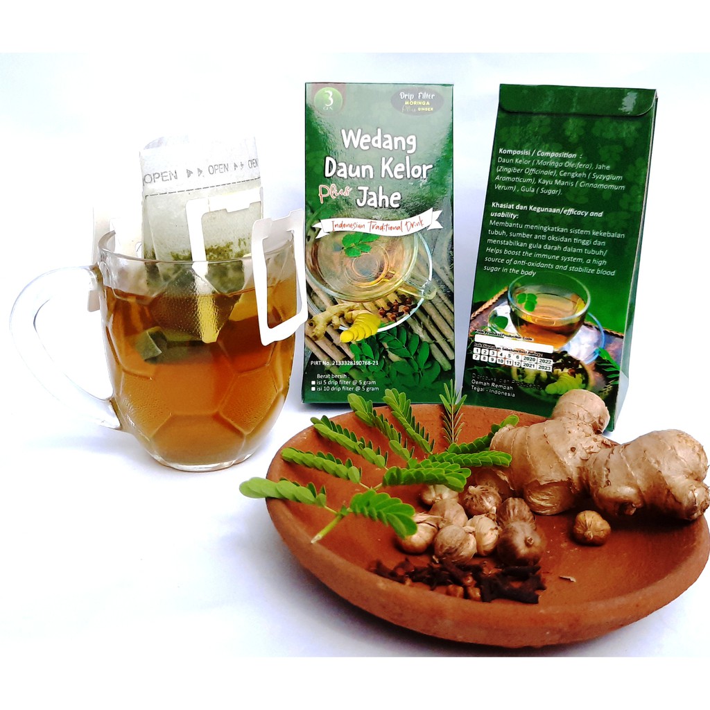 Wedang Daun Kelor Plus Jahe Moringa Premium Indonesia