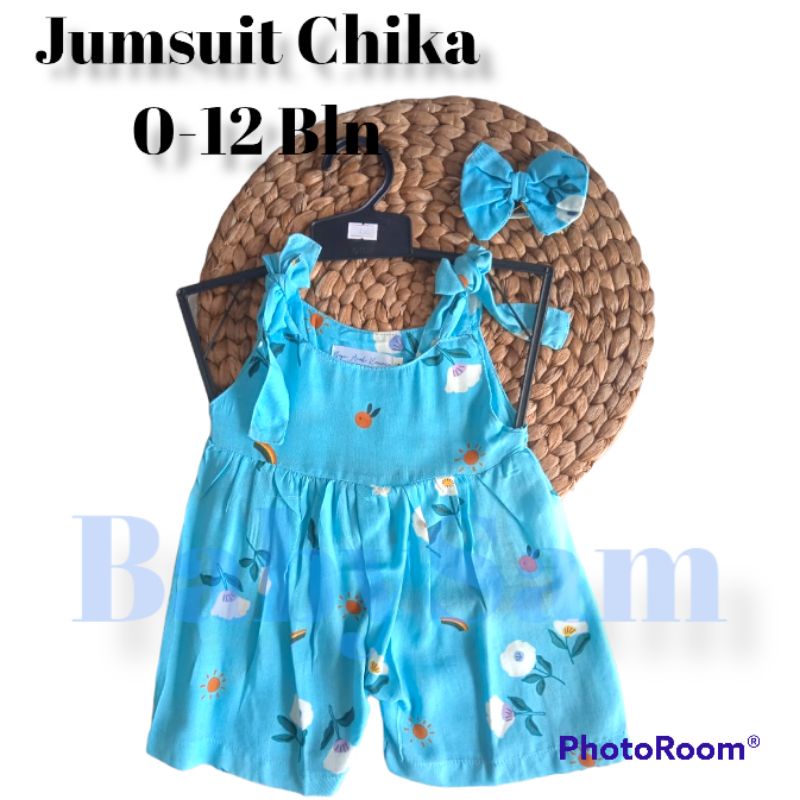 6-18 BLN JUMPSUIT BAYI TALI CHIKA BAJU BAYI PREREMPUAN FREE HEADBAND