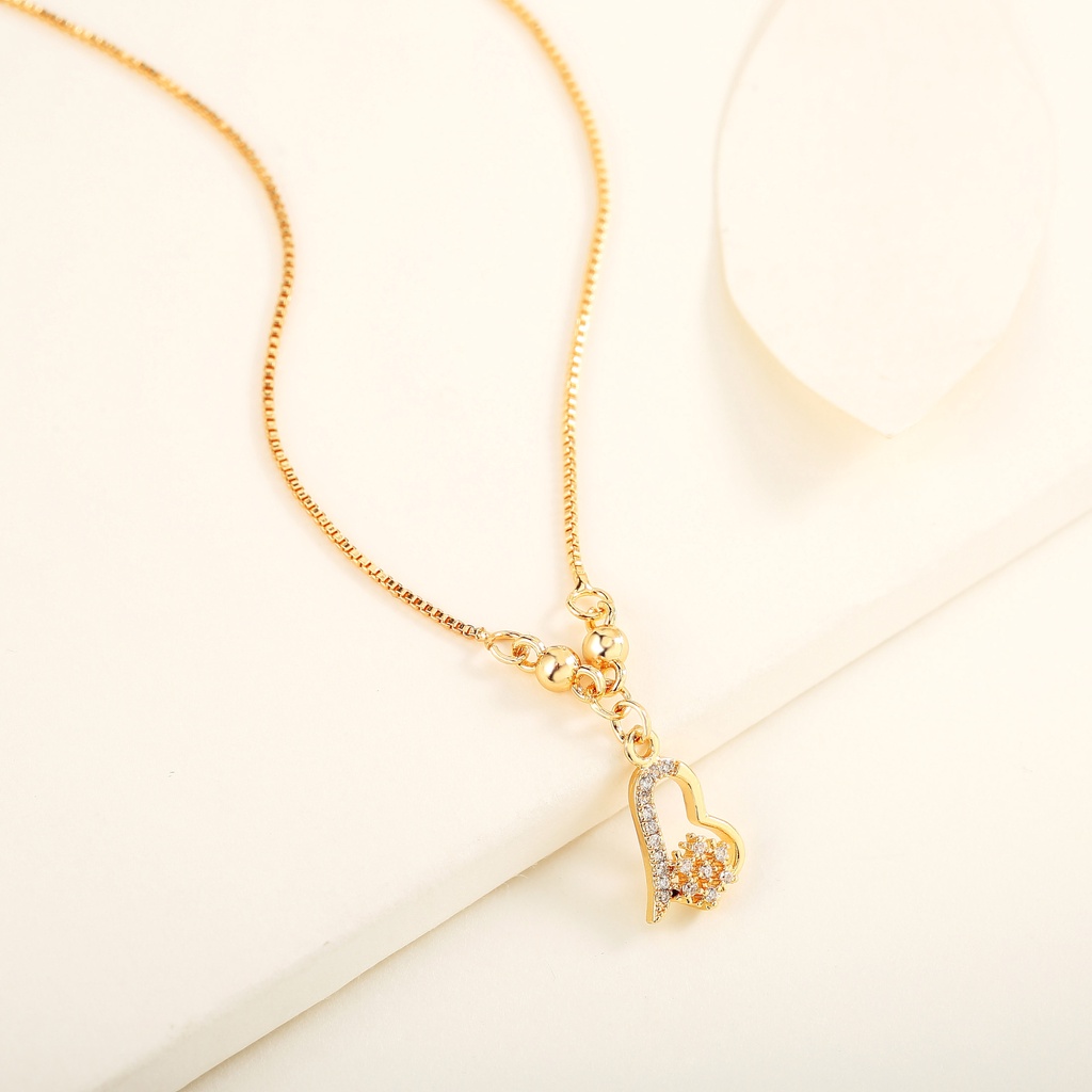 Y473 Kalung Titaniun Wanita Permata Perhiasan aksesoris perak Lapis Alloy Emas Muda Love 18k